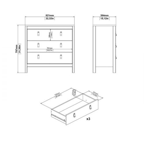 Loft Chest 3 Drawers in Jackson Hickory Oak - Image 4