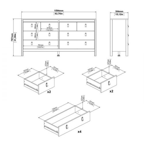 Loft Double Dresser 4+4 Drawers in Jackson Hickory Oak - Image 4