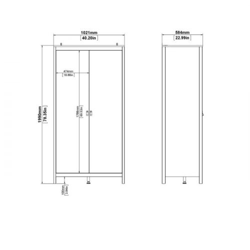 Loft Wardrobe with 2 Doors in Jackson Hickory Oak - Image 4