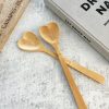 Pair bamboo heart serving spoons