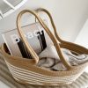 Jute natural and white striped basket bag - Image 2
