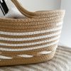 Jute natural and white striped basket bag - Image 3