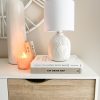 White Nordic arch style lamp and shade - Image 4