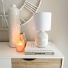 White Nordic arch style lamp and shade - Image 2