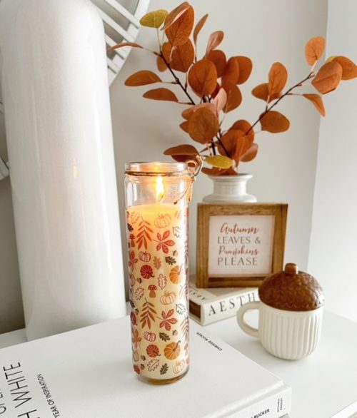 Tall glass Autumn candle