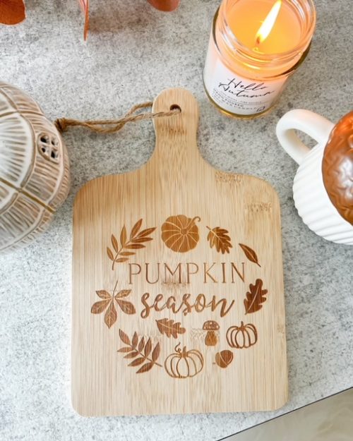 Wooden pumpkin season decorative serving board