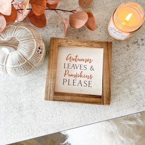 Adorable small Autum leaves wooden framed plaque - Image 2