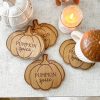 Set of 4 wooden pumpkin coasters