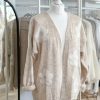 Knit cardigan with white flowers
