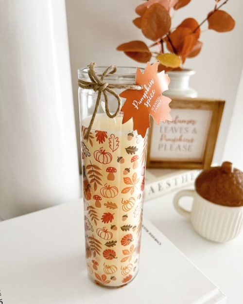 Tall glass Autumn candle - Image 2