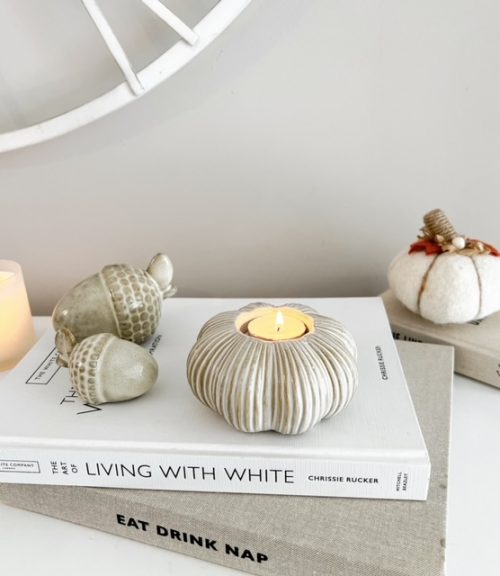 Large ceramic pumpkin tealight holder - Image 3
