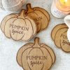 Set of 4 wooden pumpkin coasters - Image 3