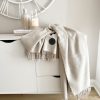 Softest 'cashmere' style natural throw with tassels - Image 3