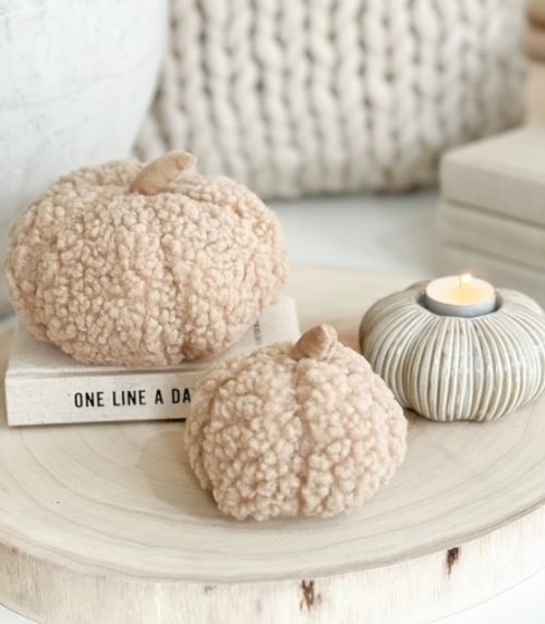 Small softest taupe boucle pumpkin - Image 5