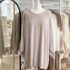 Brushed knit long swing top