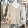 Boucle chunky knit jumper with star decoration
