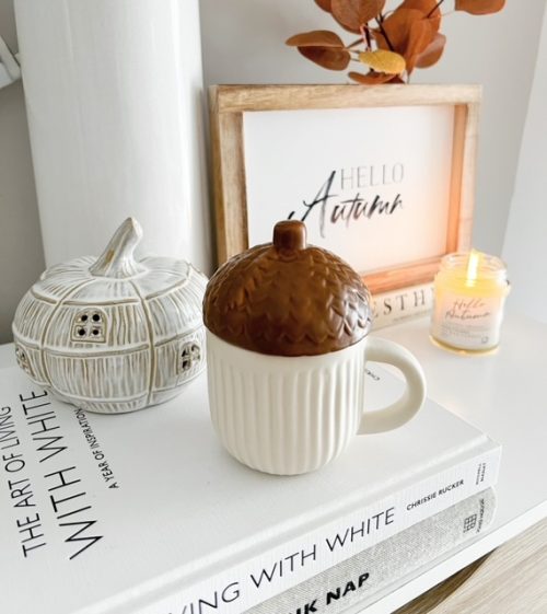 Lidded ceramic acorn mug - Image 5