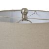 White Beaded Ceramic Lamp With Linen Shade - Image 5