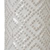 White Beaded Ceramic Lamp With Linen Shade - Image 2