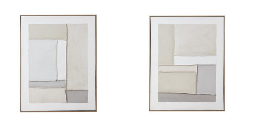 Pair of Contempo Alpha & Beta Framed Painting On Canvas