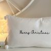 White 'Merry Christmas' cushion with pompoms - Image 2