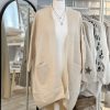 Soft touch long pocket cardigan in cream