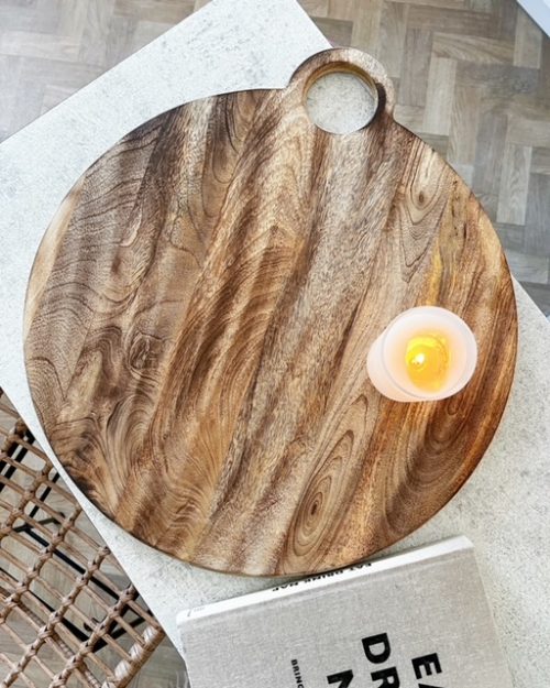 Very large oversized ring handle round wooden board - Image 3