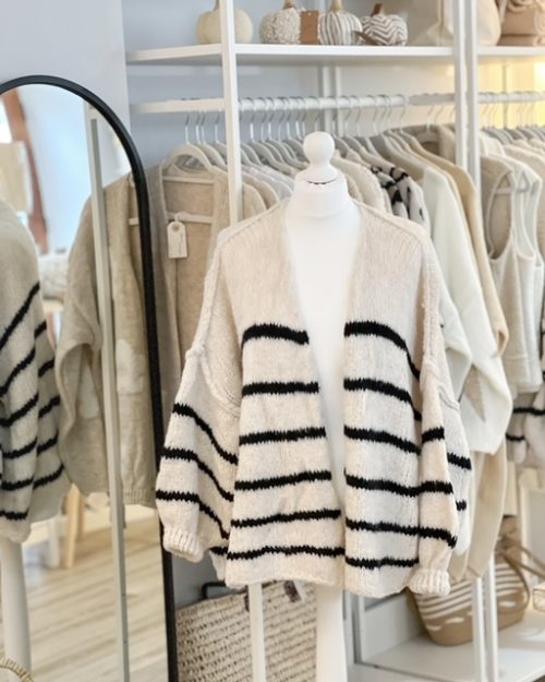Oversized soft knit stripe cardigan