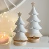 Two tone ceramic tree on wooden base - medium