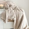 Large soft fluffy taupe pompom throw/blanket - Image 3