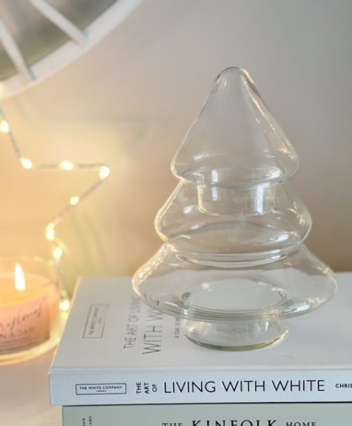 Glass Christmas tree storage jar