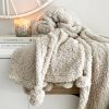 Large soft fluffy taupe pompom throw/blanket - Image 2