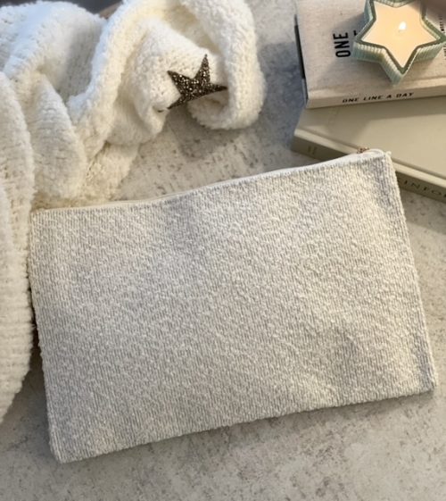 Boucle zip bag - off white