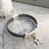 Leather dangling star bracelet