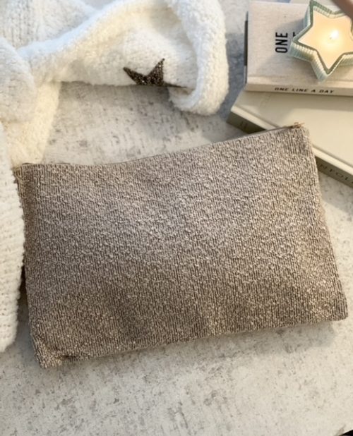 Boucle zip bag - taupe