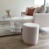 Beautiful taupe boucle and wood stool / side table