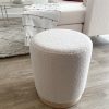 Beautiful taupe boucle and wood stool / side table - Image 3