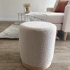 Beautiful taupe boucle and wood stool / side table - Image 2
