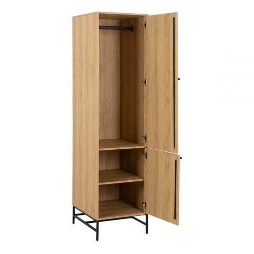 Albany Wardrobe 2 Doors in Oak with Black Legs - Image 2
