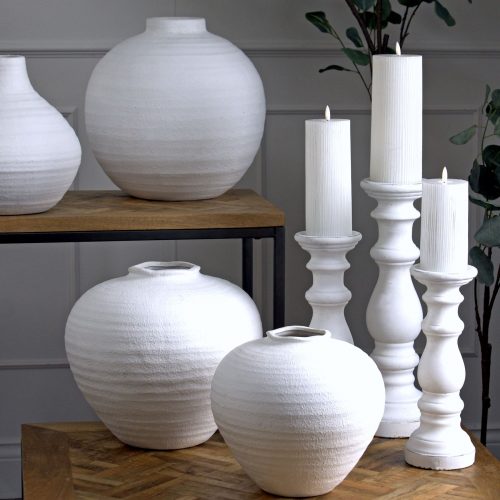 Regola Large Statement Matt White Ceramic Vase - Image 2