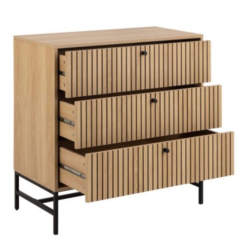 Albany Chest of 3 Drawers in Oak with Black Legs - Image 6