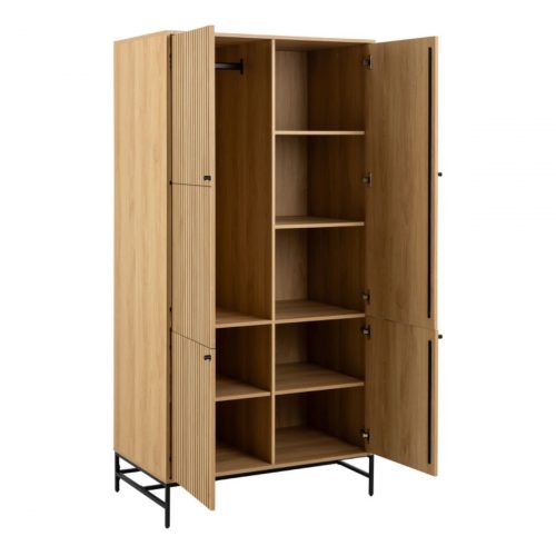 Albany Wardrobe 4 Doors in oak with black legs - Image 2