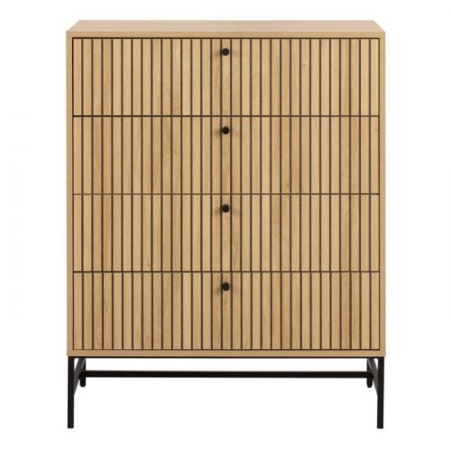 Albany Chest of 4 Drawers in Oak with Black Legs - Image 3