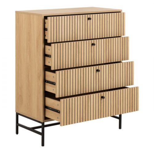 Albany Chest of 4 Drawers in Oak with Black Legs - Image 5