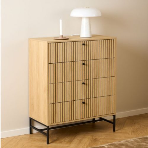Albany Chest of 4 Drawers in Oak with Black Legs - Image 2