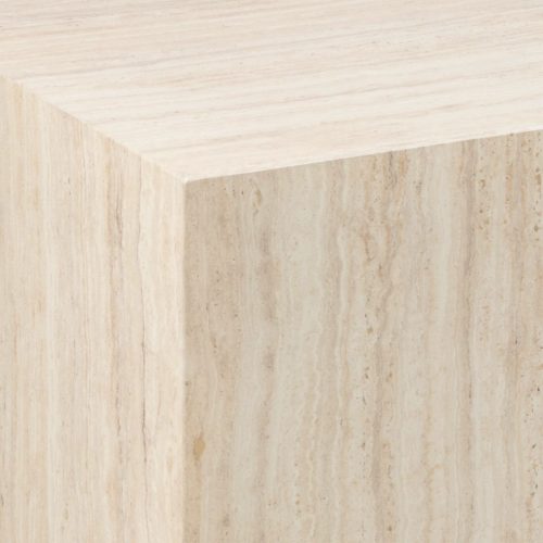 Dice Square Coffee Table Set in Light Travertine Effect - Image 4