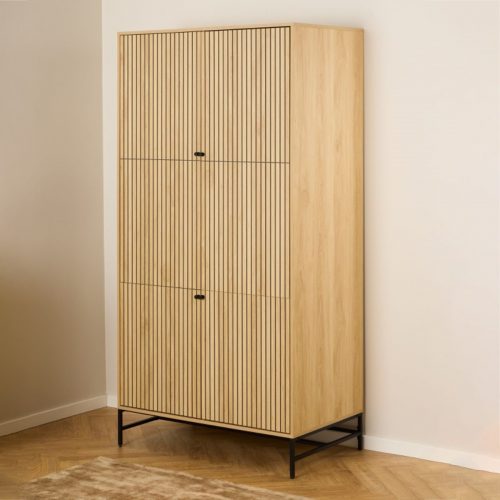 Albany Wardrobe 4 Doors in oak with black legs - Image 7