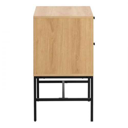 Albany 2 Drawer Bedside Table in Oak with Black Legs - Image 3