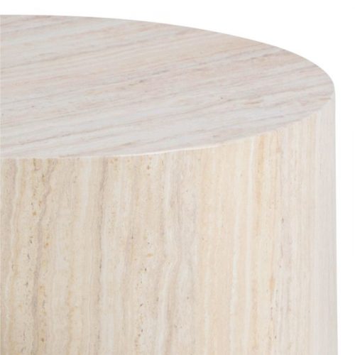 Dice Round Coffee Table Set in Light Travertine Effect - Image 4