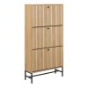 Albany Shoe Cabinet 3 Flip Down Doors in Oak with Black Legs
